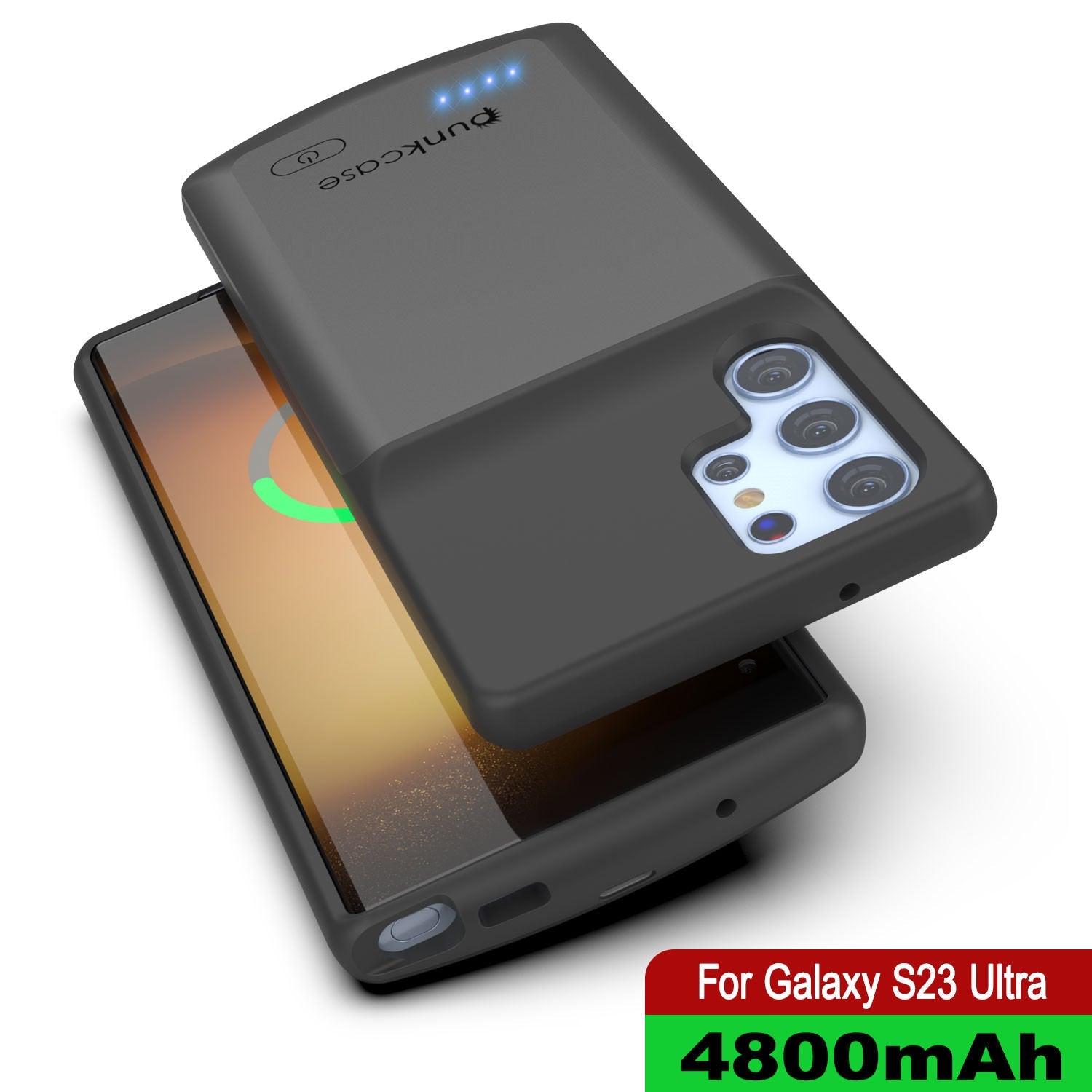 PunkJuice S23 Ultra Battery Case Grey - Portable Charging Power Juice Bank with 4800mAh