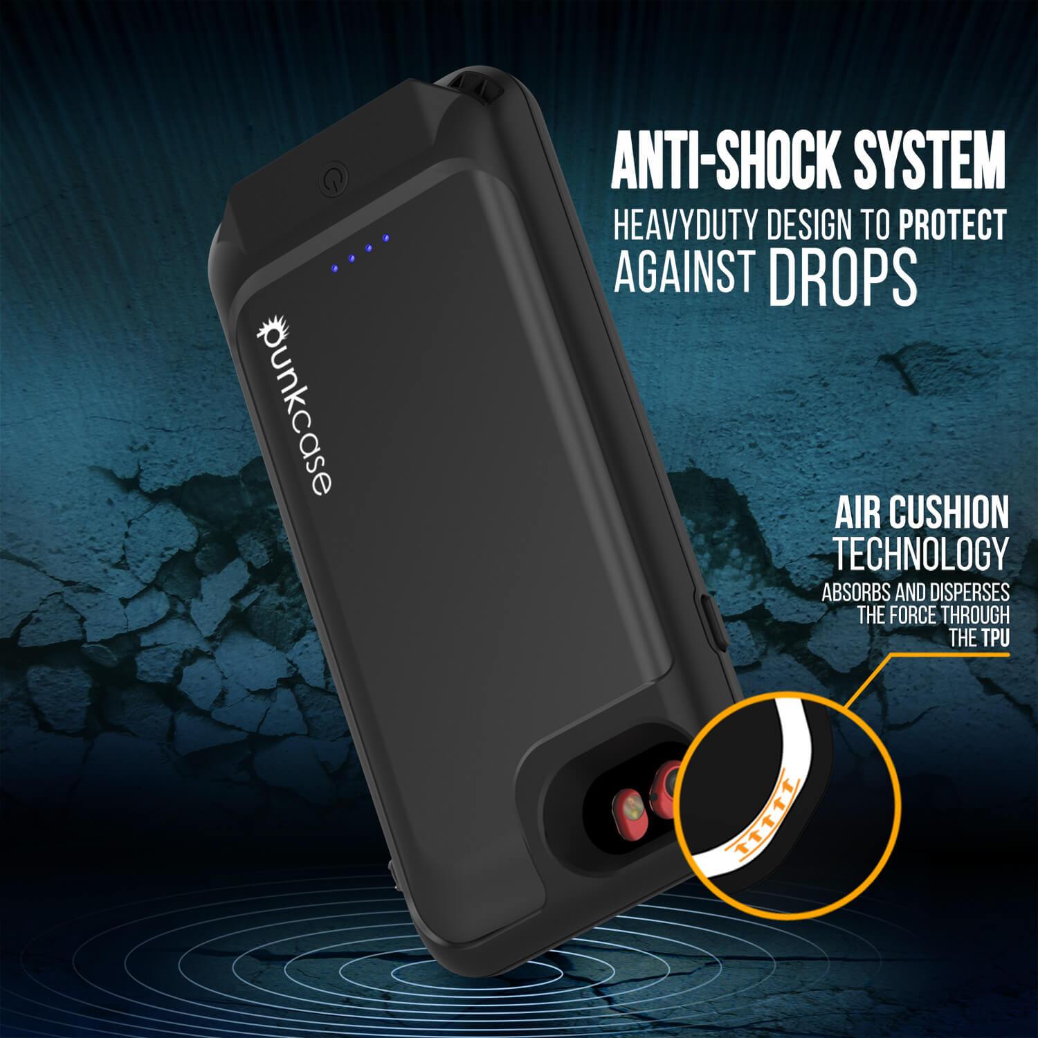 iPhone 6/6s Battery Case PunkJuice  - Waterproof Slim Portable Power Juice Bank with 2750mAh High Capacity (Jet Black)