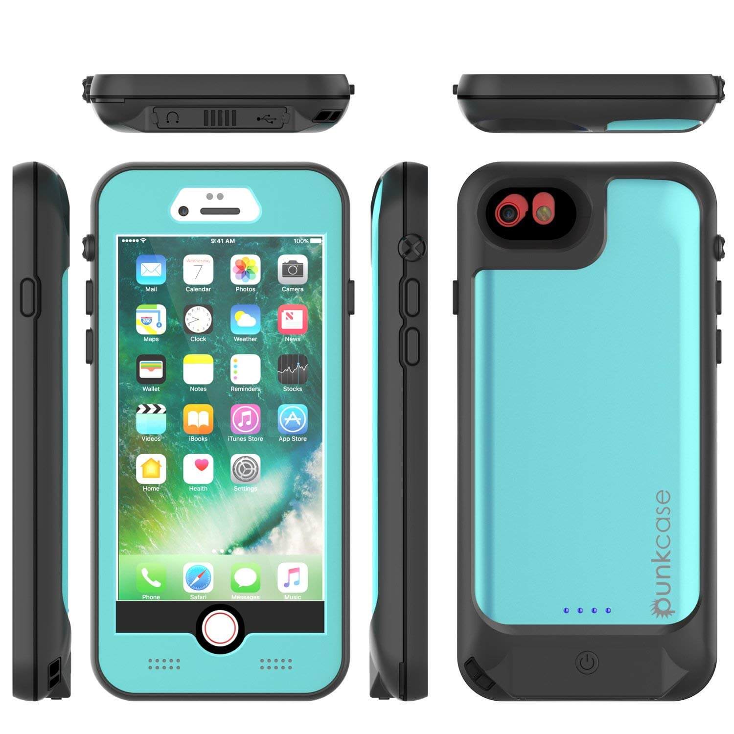 iPhone 6/6s Battery Case PunkJuice  - Waterproof Slim Portable Power Juice Bank with 2750mAh High Capacity (Teal)