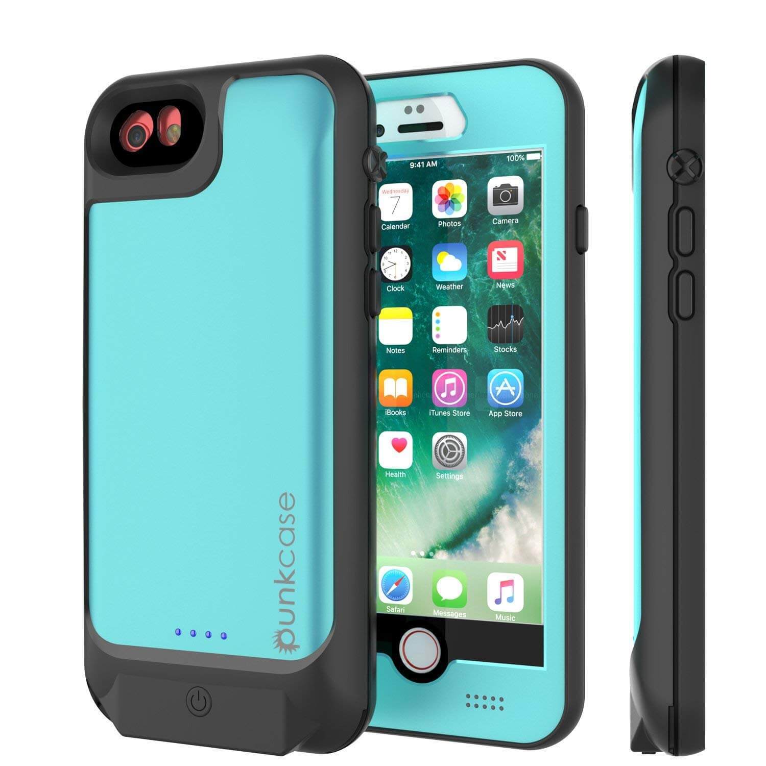 PunkJuice iPhone SE (4.7")/7 Battery Case Teal - Waterproof Slim Power Juice Bank with 2750mAh