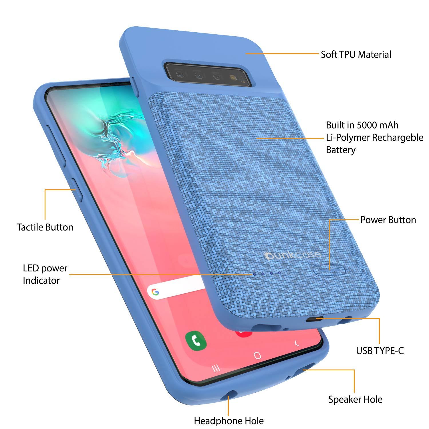 PunkJuice S10+ Plus Battery Case Blue - Fast Charging Power Juice Bank with 5000mAh