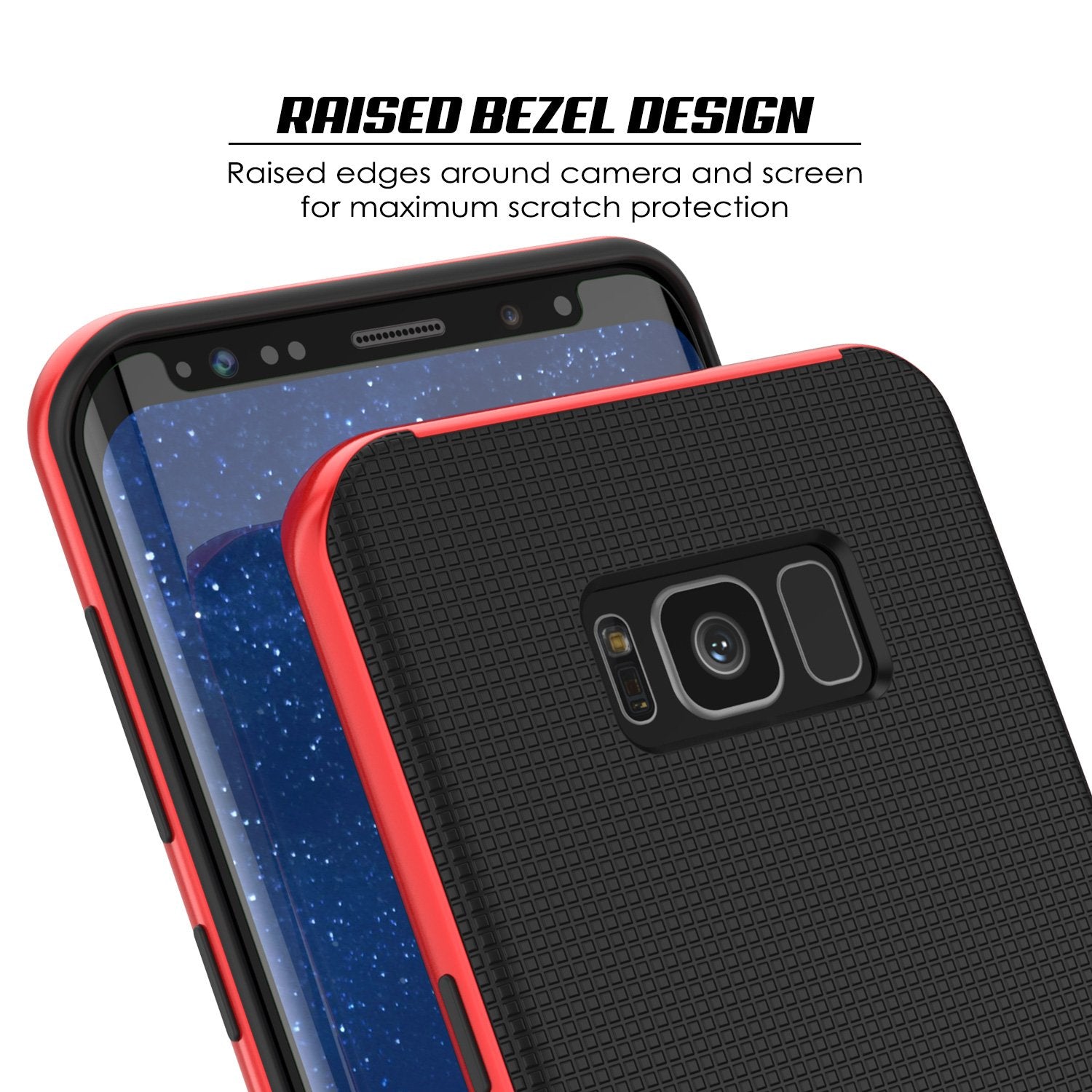 Galaxy S8 Case, PunkCase Stealth Series Hybrid Shockproof Red Cover