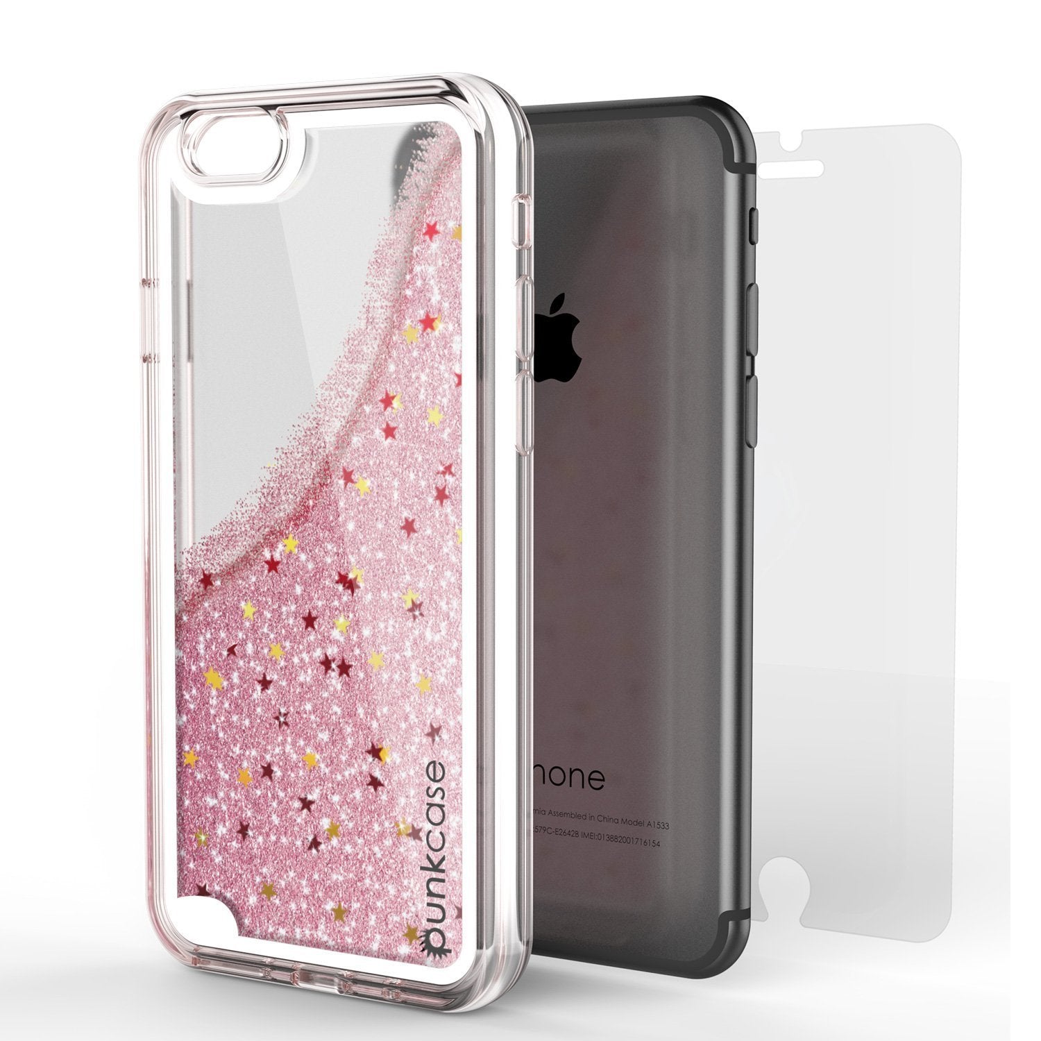 iPhone SE (4.7") Case, PunkCase LIQUID Rose Series, Protective Dual Layer Floating Glitter Cover
