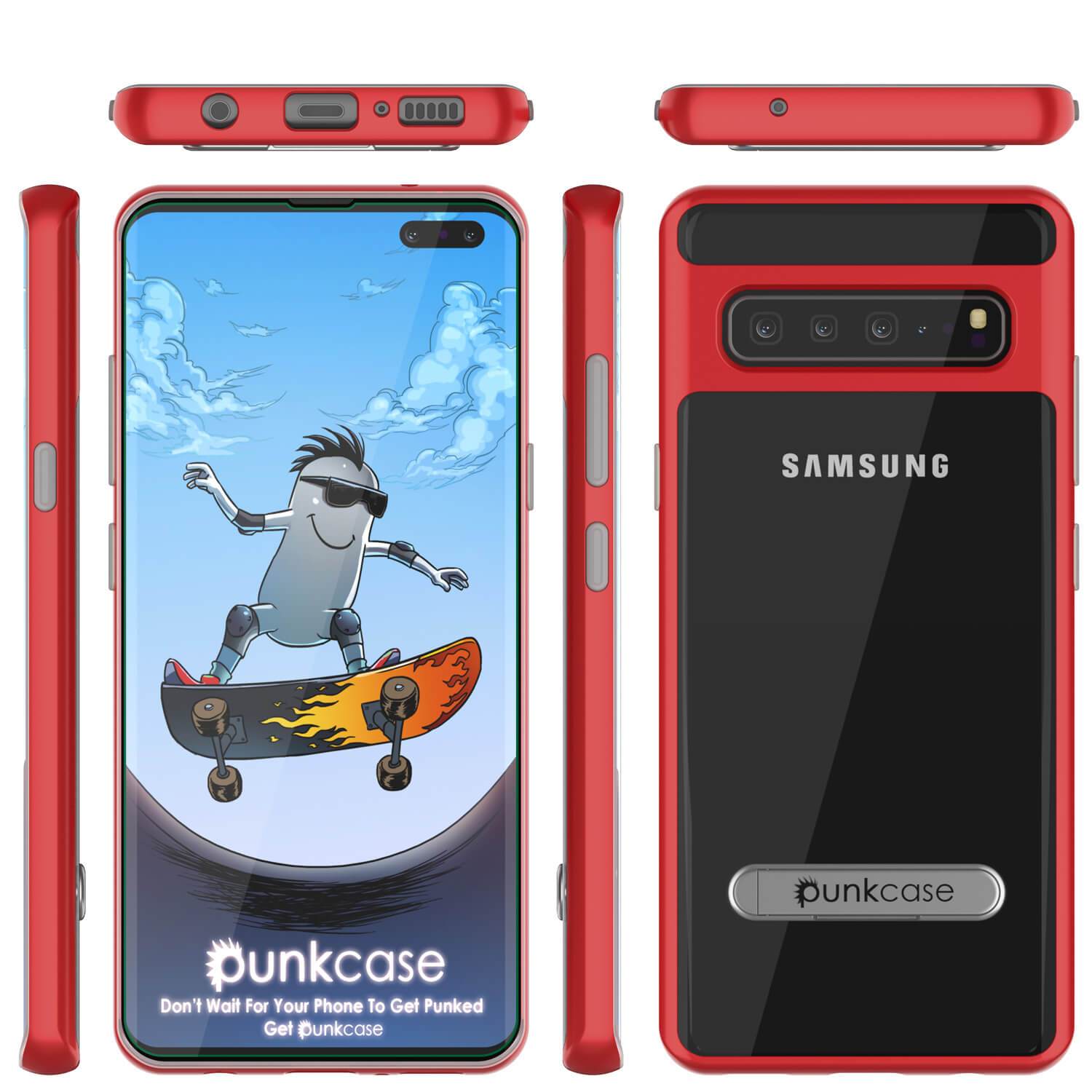 Galaxy S10 5G Case, PUNKcase [LUCID 3.0 Series] [Slim Fit] Armor Cover w/ Integrated Screen Protector [Red]