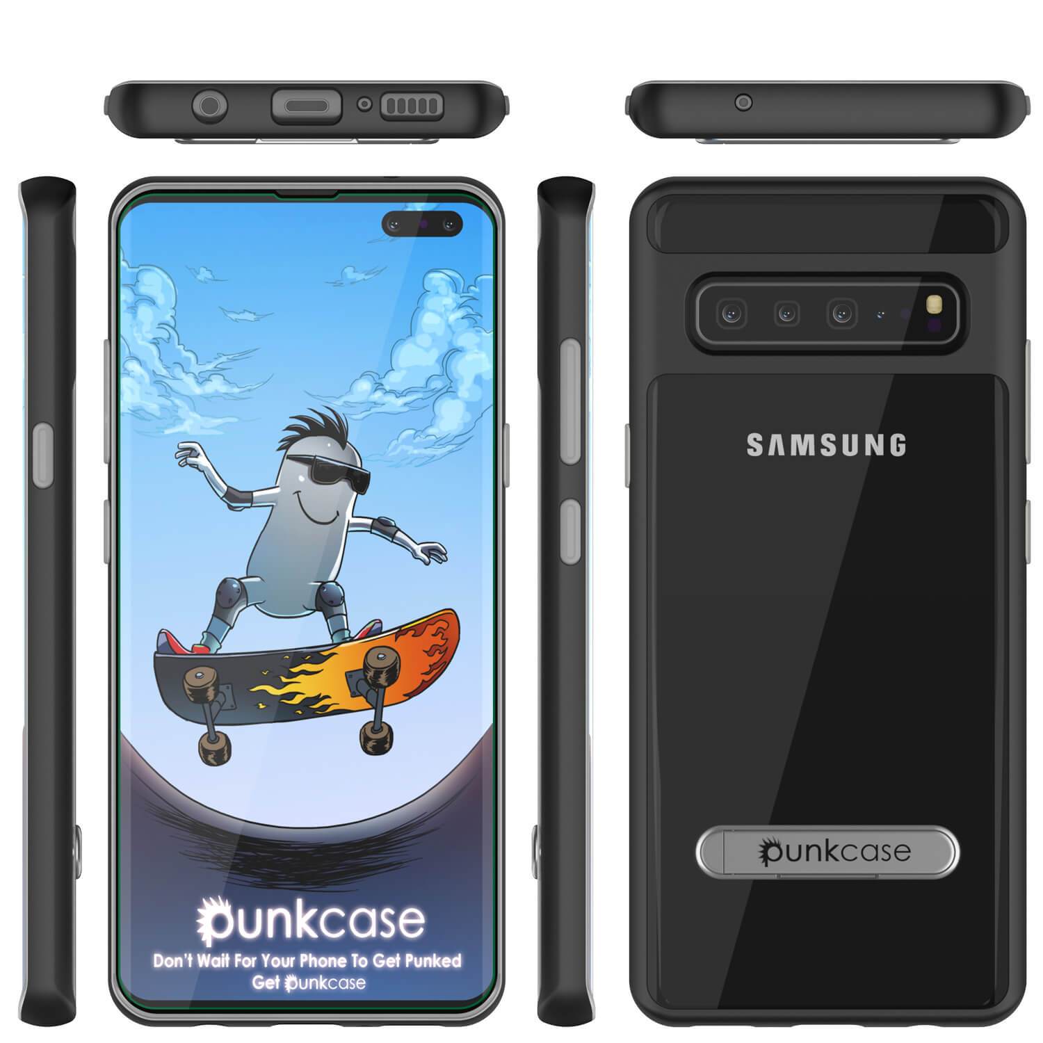 Galaxy S10 5G Case, PUNKcase [LUCID 3.0 Series] [Slim Fit] [Clear Back] Armor Cover w/ Integrated Screen Protector [Black]