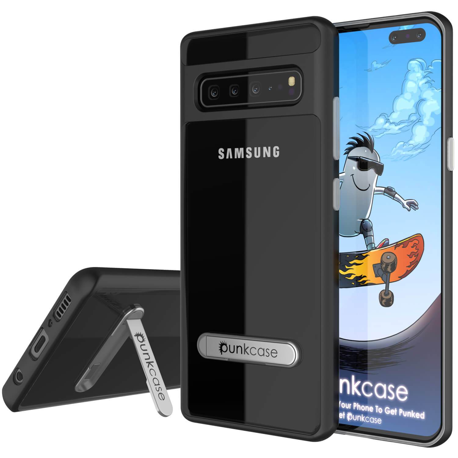 Galaxy S10 5G Case, PUNKcase [LUCID 3.0 Series] [Slim Fit] [Clear Back] Armor Cover w/ Integrated Screen Protector [Black]