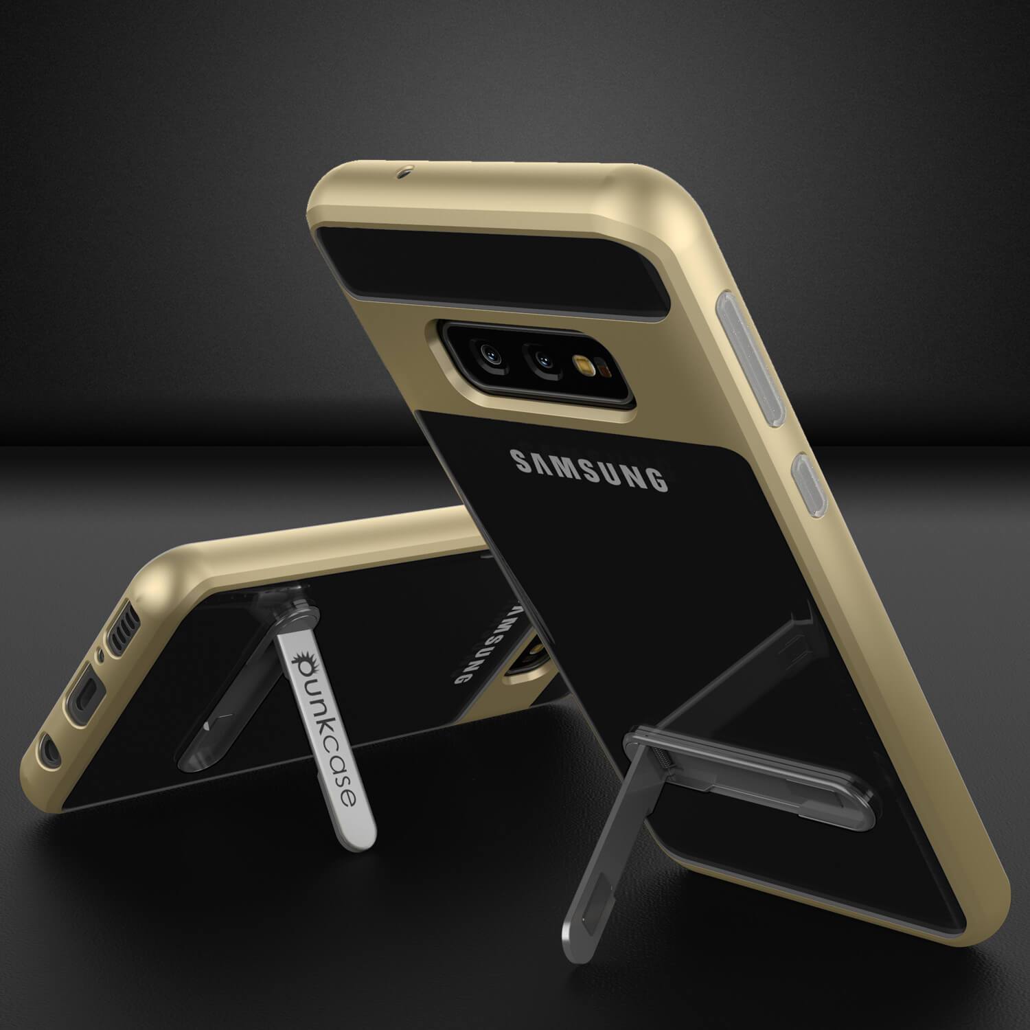 Capinha de Armadura Lucid 3.0 Punksase para Galaxy S10e com Suporte Integrado e Película de Proteção  [Ouro]