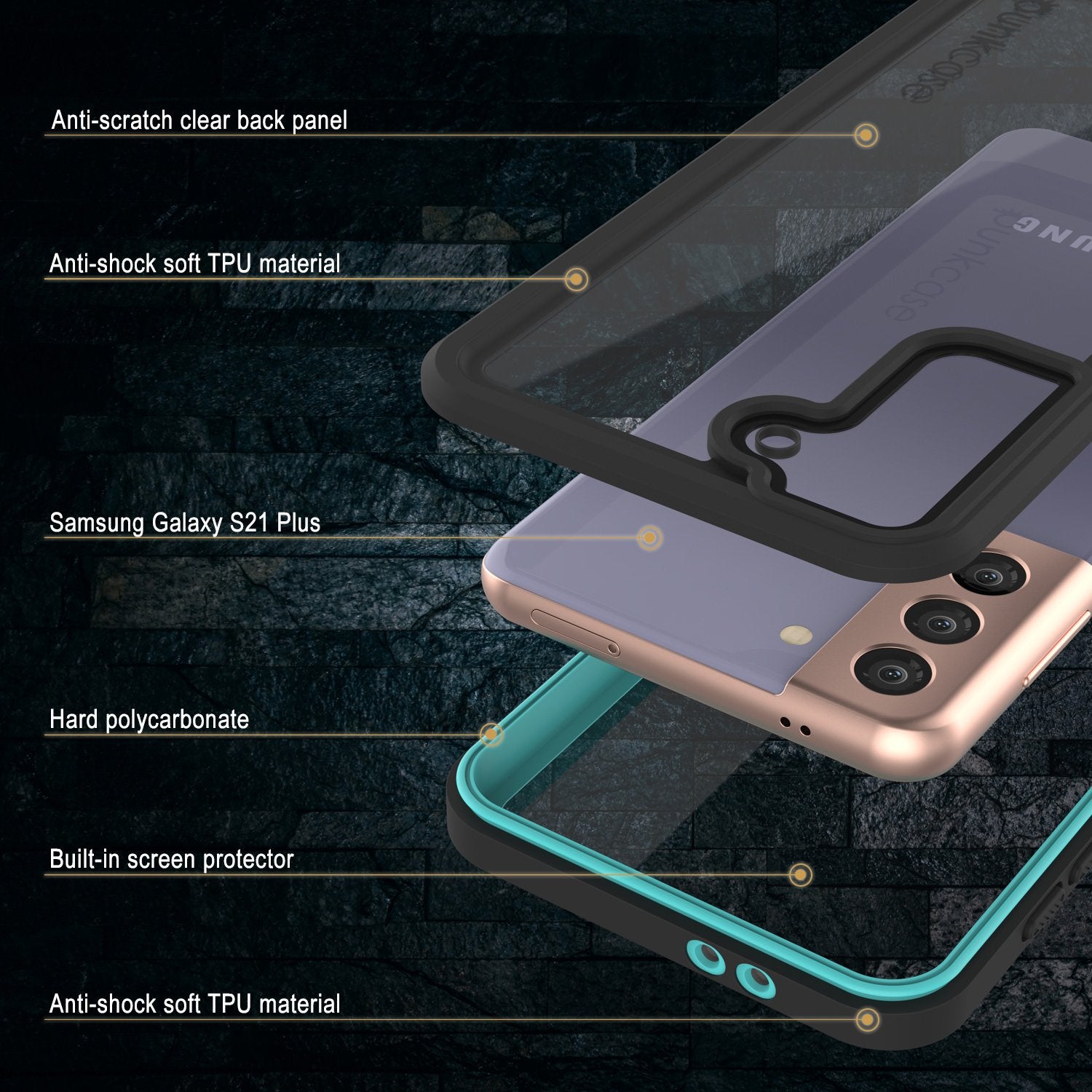 Galaxy S21+ Plus Water/Shock/Snowproof [Extreme Series]  Screen Protector Case [Teal]