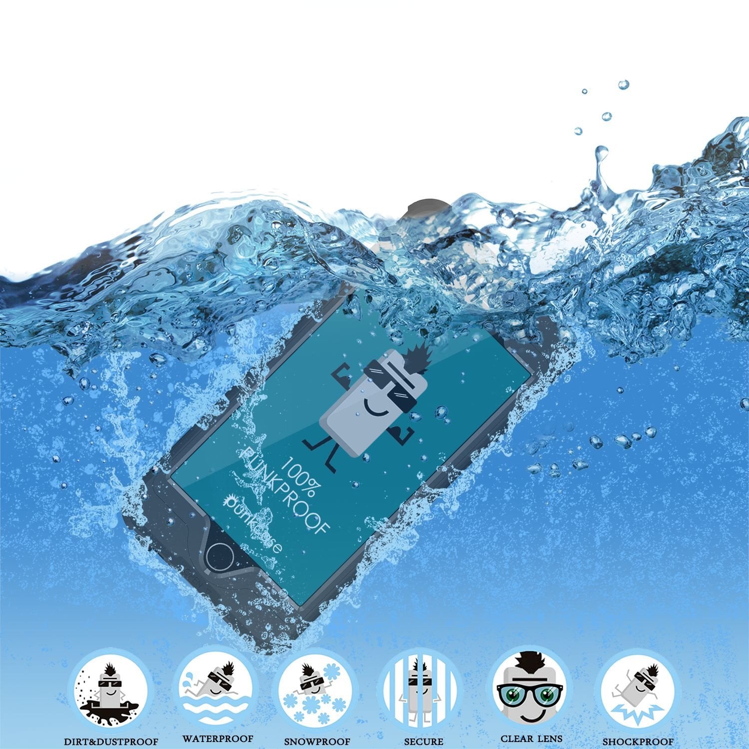 iPhone 6s/6 Waterproof Case PunkCase StudStar Black w/ Attached Screen Protector | Lifetime Warranty