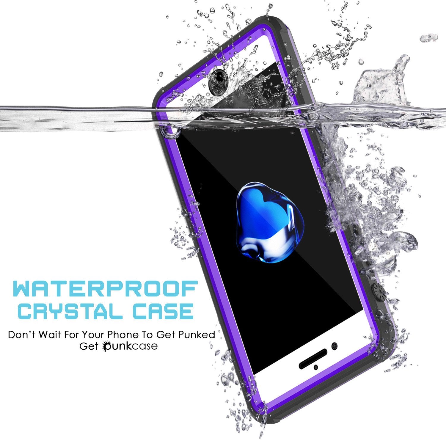 iPhone 7+ Plus Waterproof Case, PUNKcase CRYSTAL Purple W/ Attached Screen Protector  | Warranty