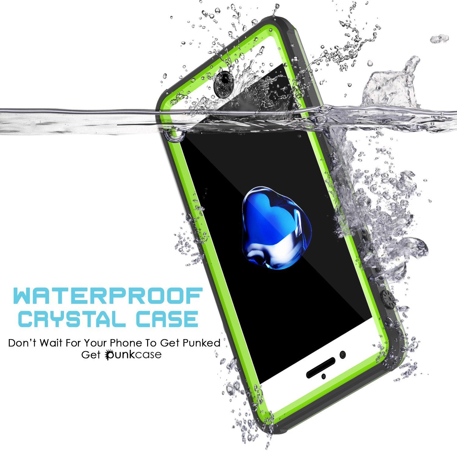 iPhone 8+ Plus Waterproof Case, PUNKcase CRYSTAL Light Green  W/ Attached Screen Protector  | Warranty