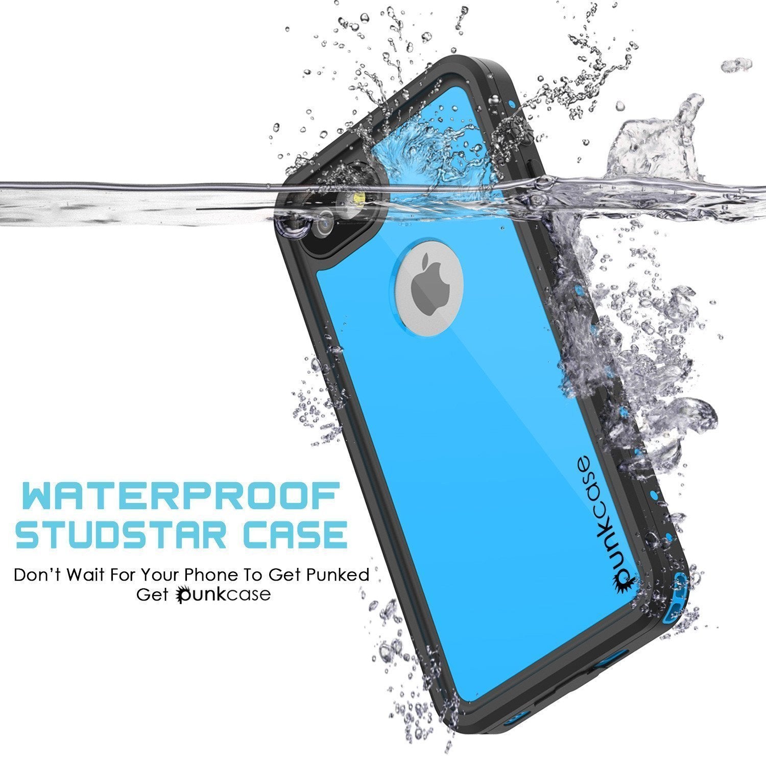 iPhone SE (4.7") Waterproof Case, Punkcase [Light Blue] [StudStar Series]  [Slim Fit] [IP68 Certified] [Dirt/Snow Proof]