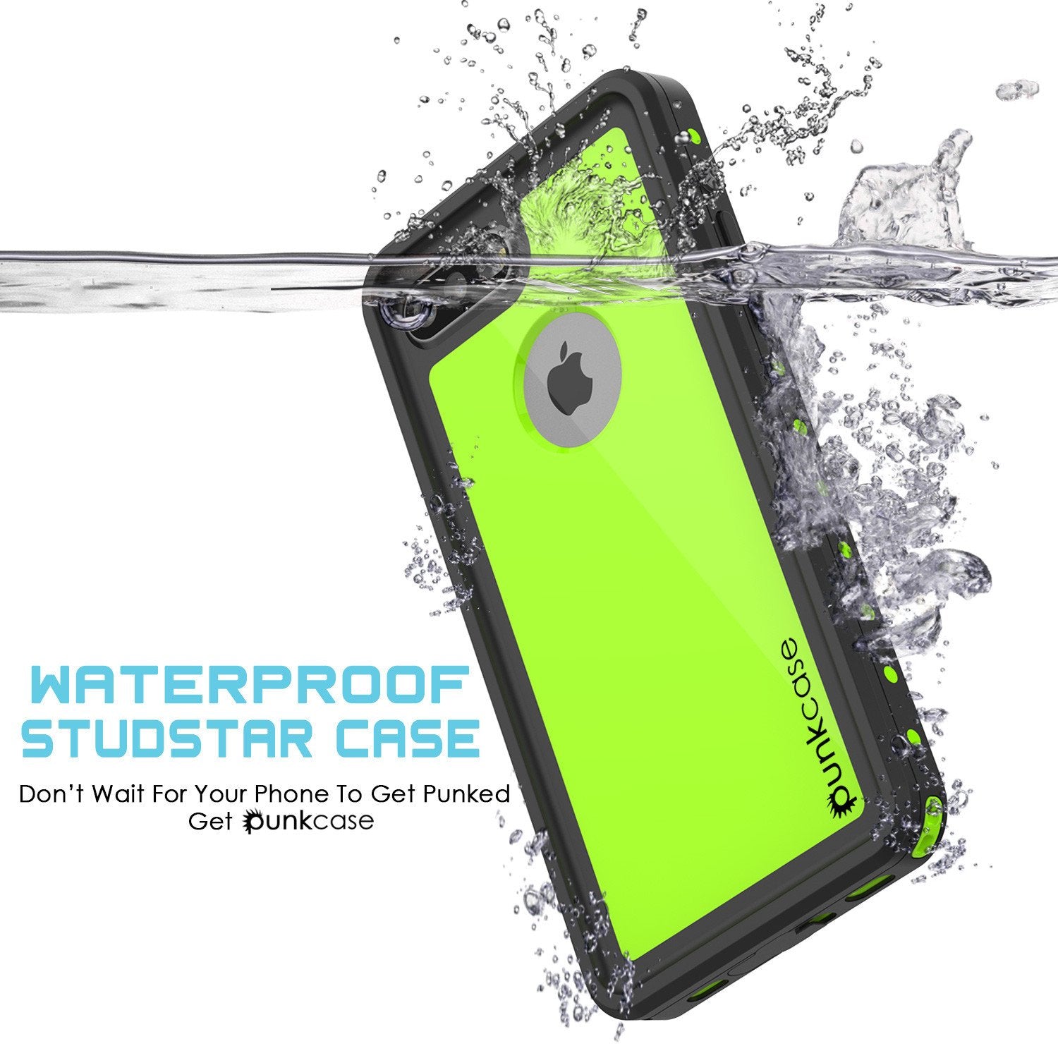 iPhone 8+ Plus Waterproof Case, Punkcase [StudStar Series] [Light Green] [Slim Fit] [IP68 Certified] [Shockproof] [Dirtproof] Armor Cover