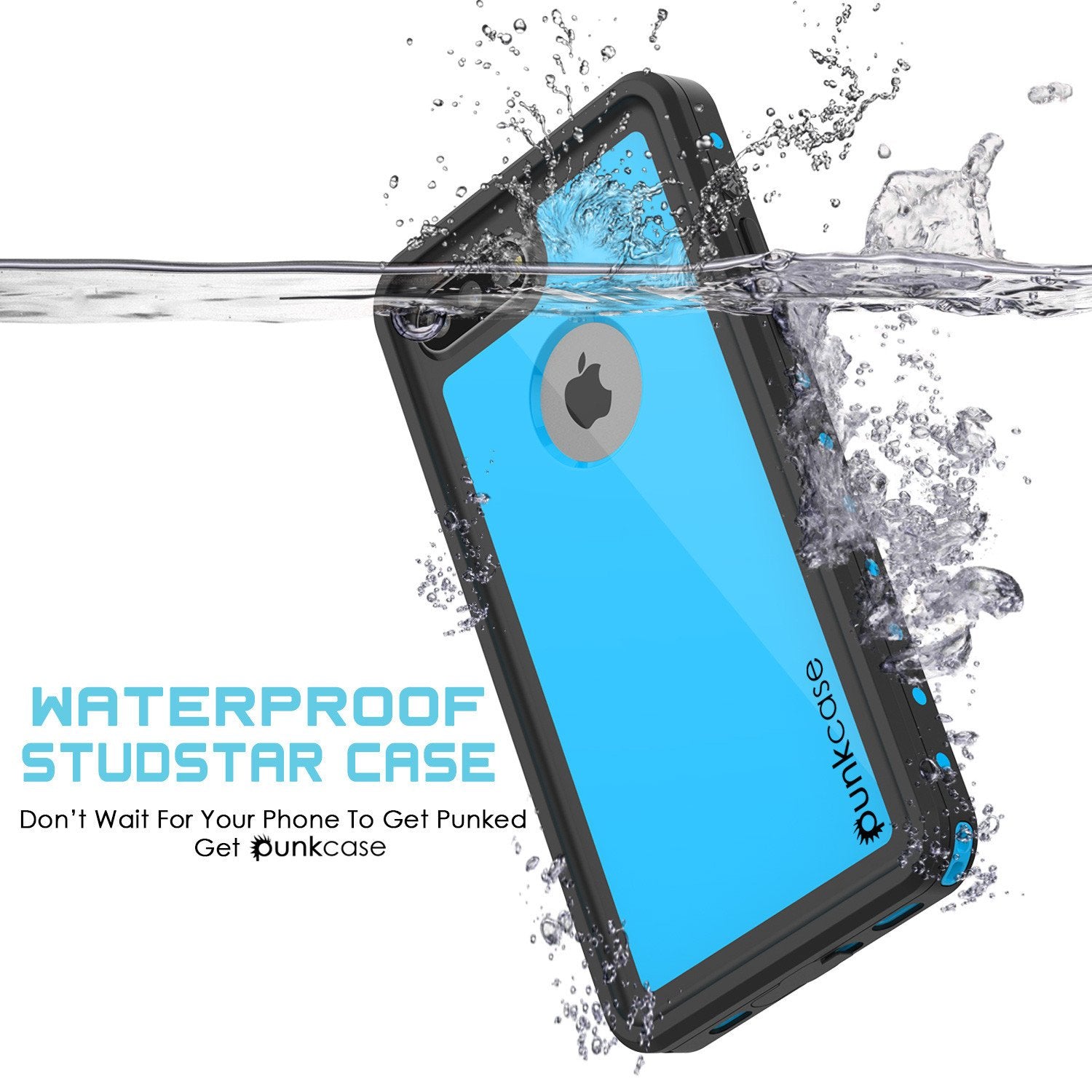 iPhone 8+ Plus Waterproof Case, Punkcase [StudStar Series] [Light Blue] [Slim Fit] [IP68 Certified] [Shockproof] [Dirtproof] Armor Cover