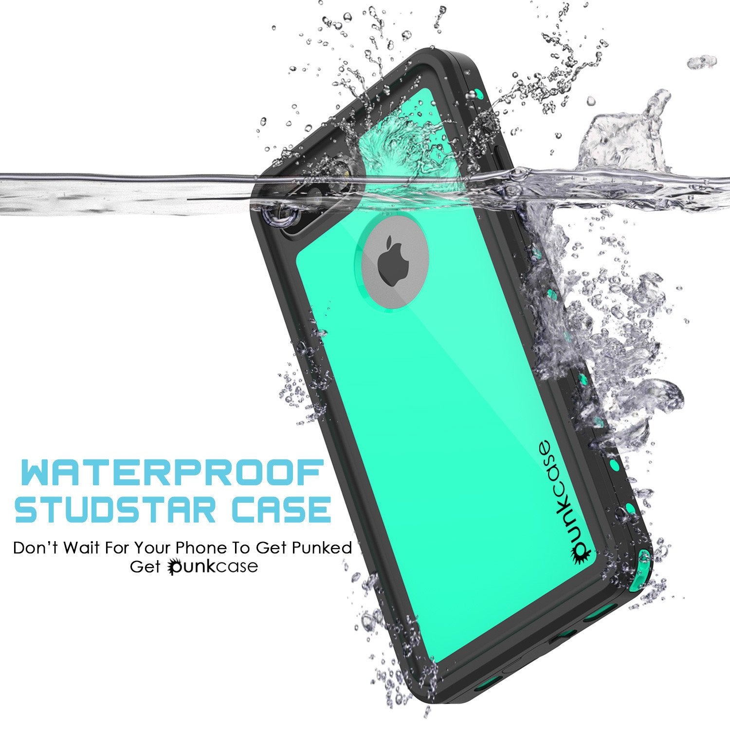 iPhone 8+ Plus Waterproof Case, Punkcase [StudStar Series] [Teal] [Slim Fit] [IP68 Certified] [Shockproof] [Dirtproof] Armor Cover