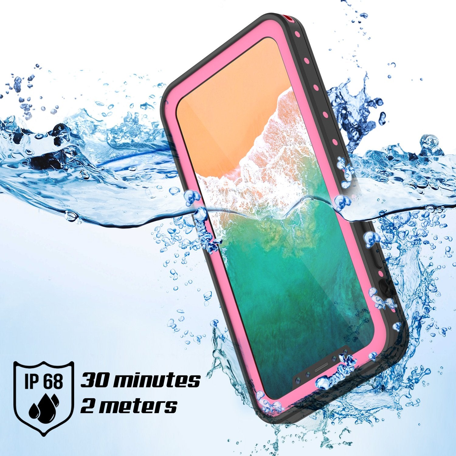 iPhone X Waterproof IP68 Case, Punkcase [Pink] [StudStar Series] [Slim Fit] [Dirtproof]
