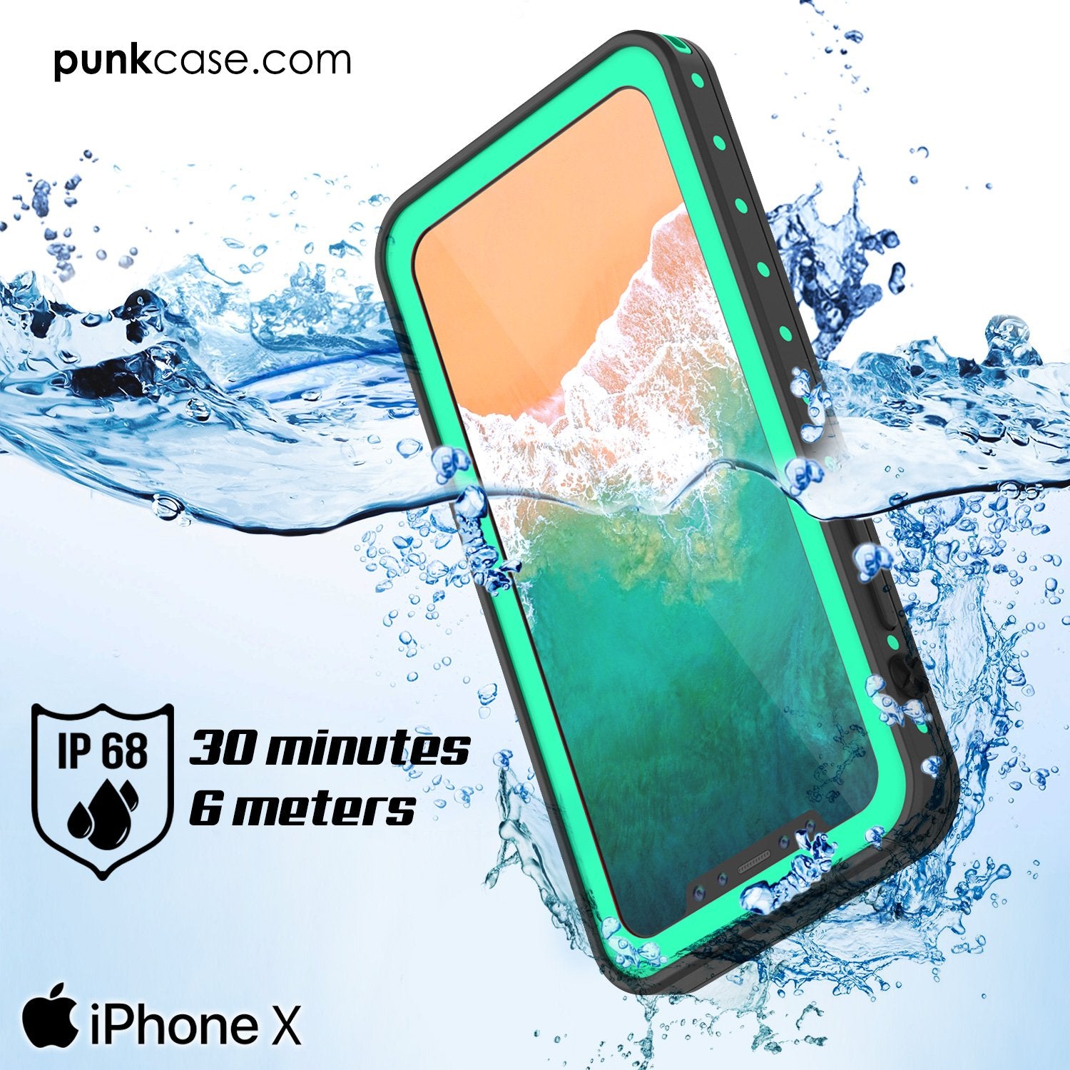 iPhone X Waterproof IP68 Case, Punkcase [Purple] [StudStar Series] [Slim Fit] [Dirtproof]