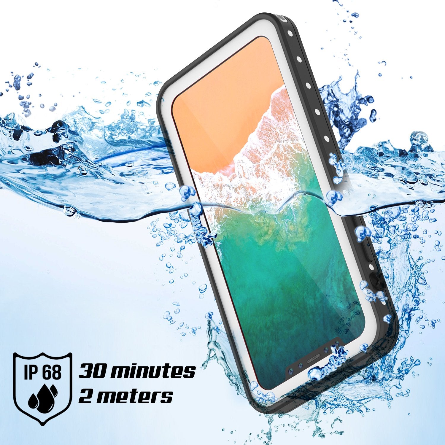 iPhone X Waterproof IP68 Case, Punkcase [White] [StudStar Series] [Slim Fit] [Dirtproof]