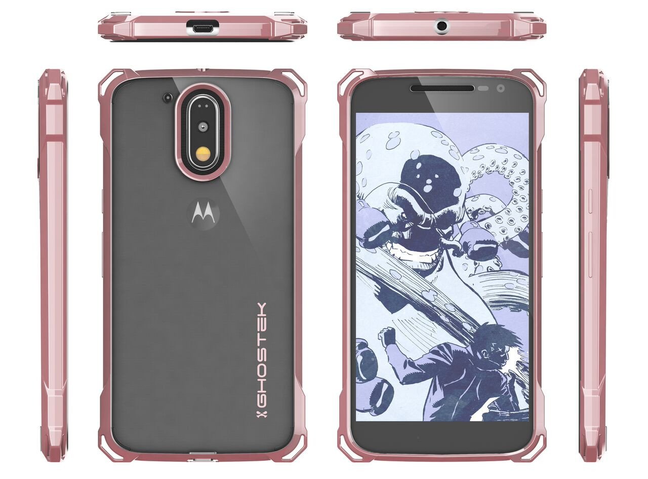 Moto G4 Case, Ghostek Covert Rose Pink Series | Clear TPU | Explosion-Proof Screen Protector