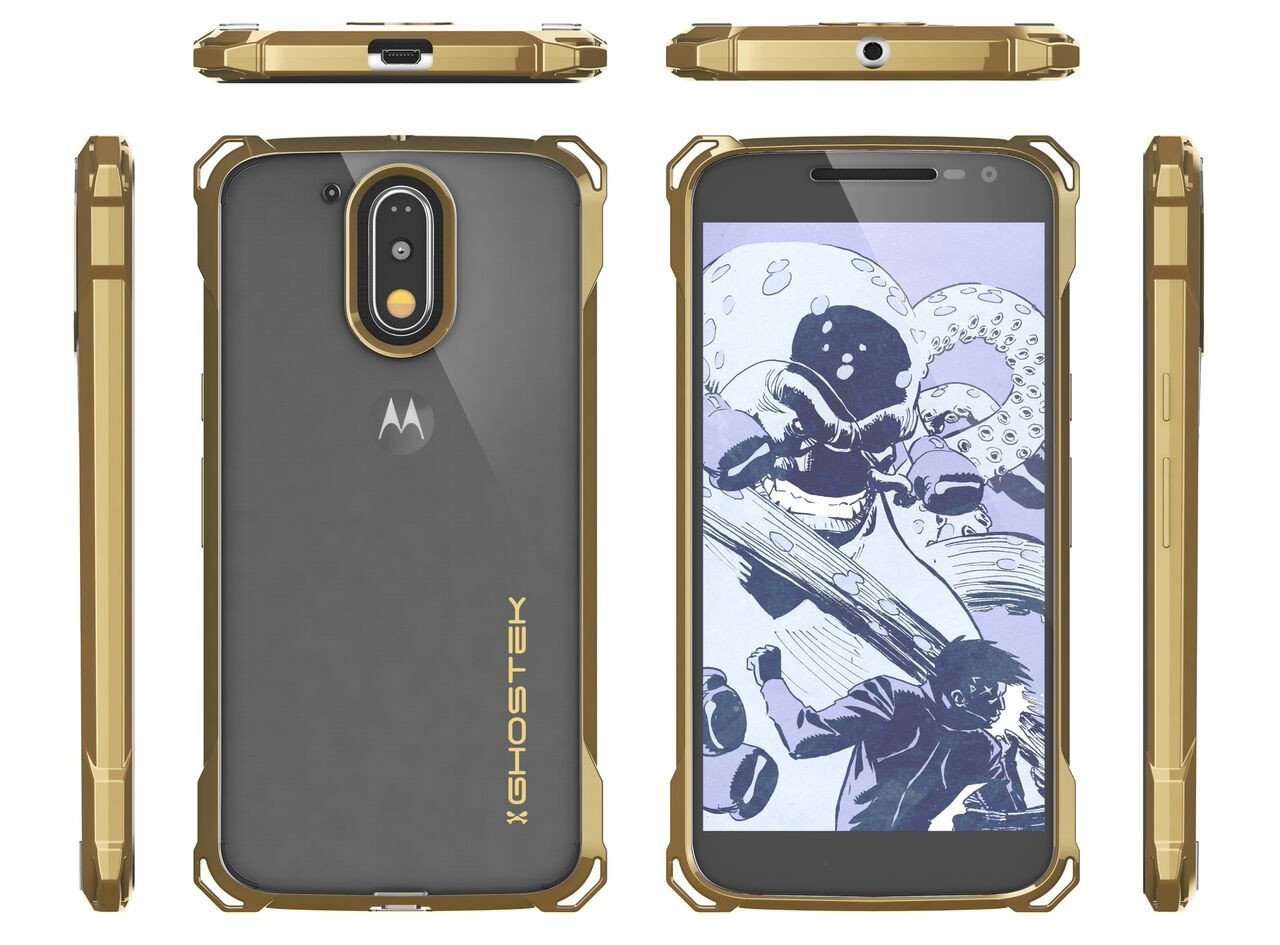 Moto G4 Case, Ghostek Covert Gold Series | Clear TPU | Explosion-Proof Screen Protector | Ultra Fit