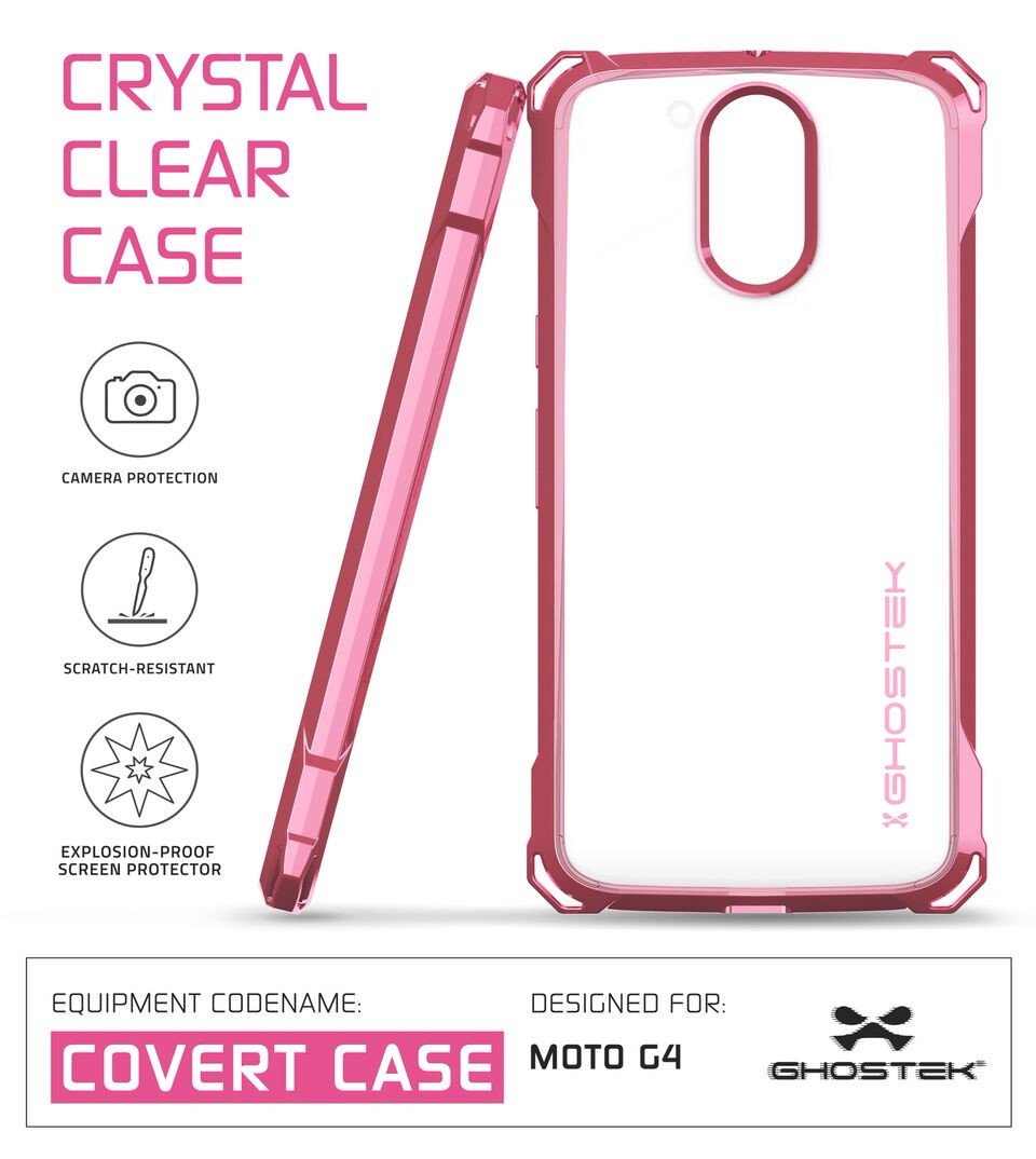 Moto G4 Case, Ghostek Covert Peach Series | Clear TPU | Explosion-Proof Screen Protector |Ultra Fit