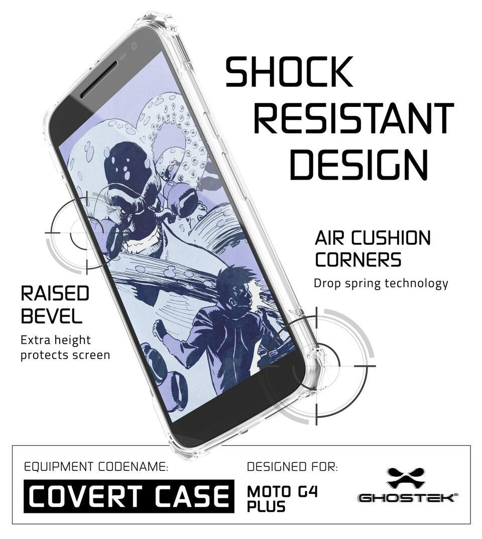 Moto G4+ Plus Case, Ghostek Covert Clear Series | Clear TPU | Explosion-Proof Screen Protector