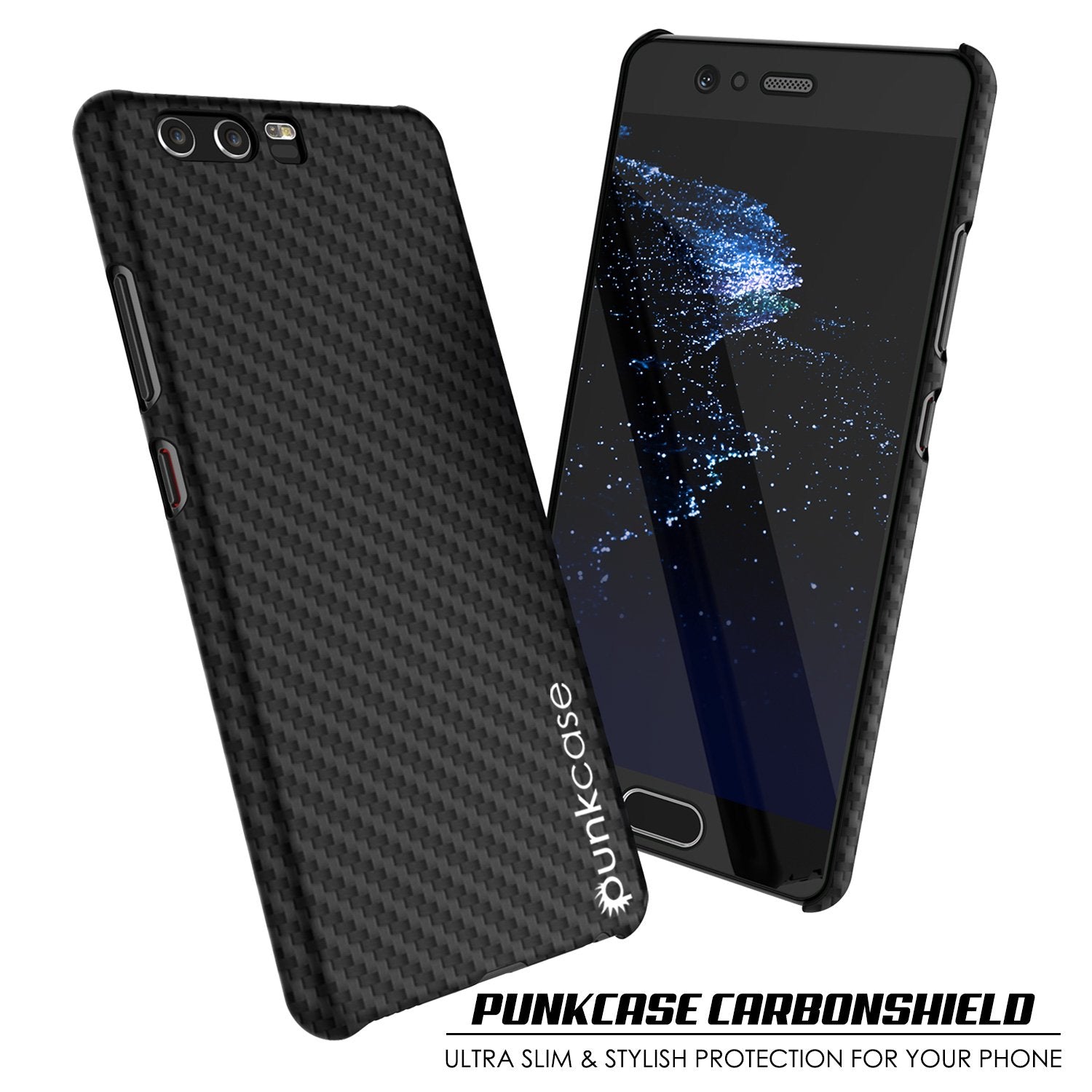 Huawei P10 Case, Punkcase CarbonShield, Heavy Duty PU Leather Cover