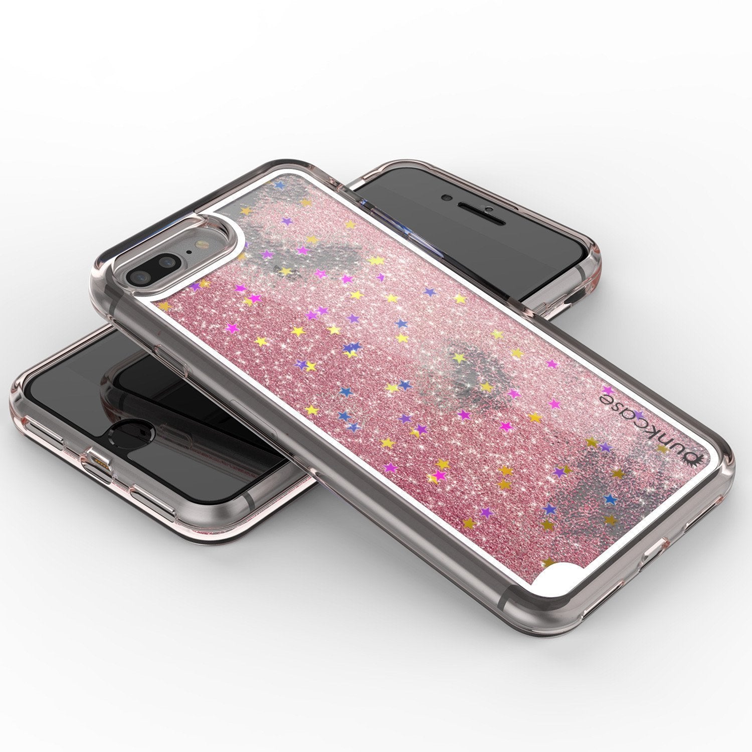 iPhone 8+ Plus Case, PunkCase LIQUID Rose Series, Protective Dual Layer Floating Glitter Cover