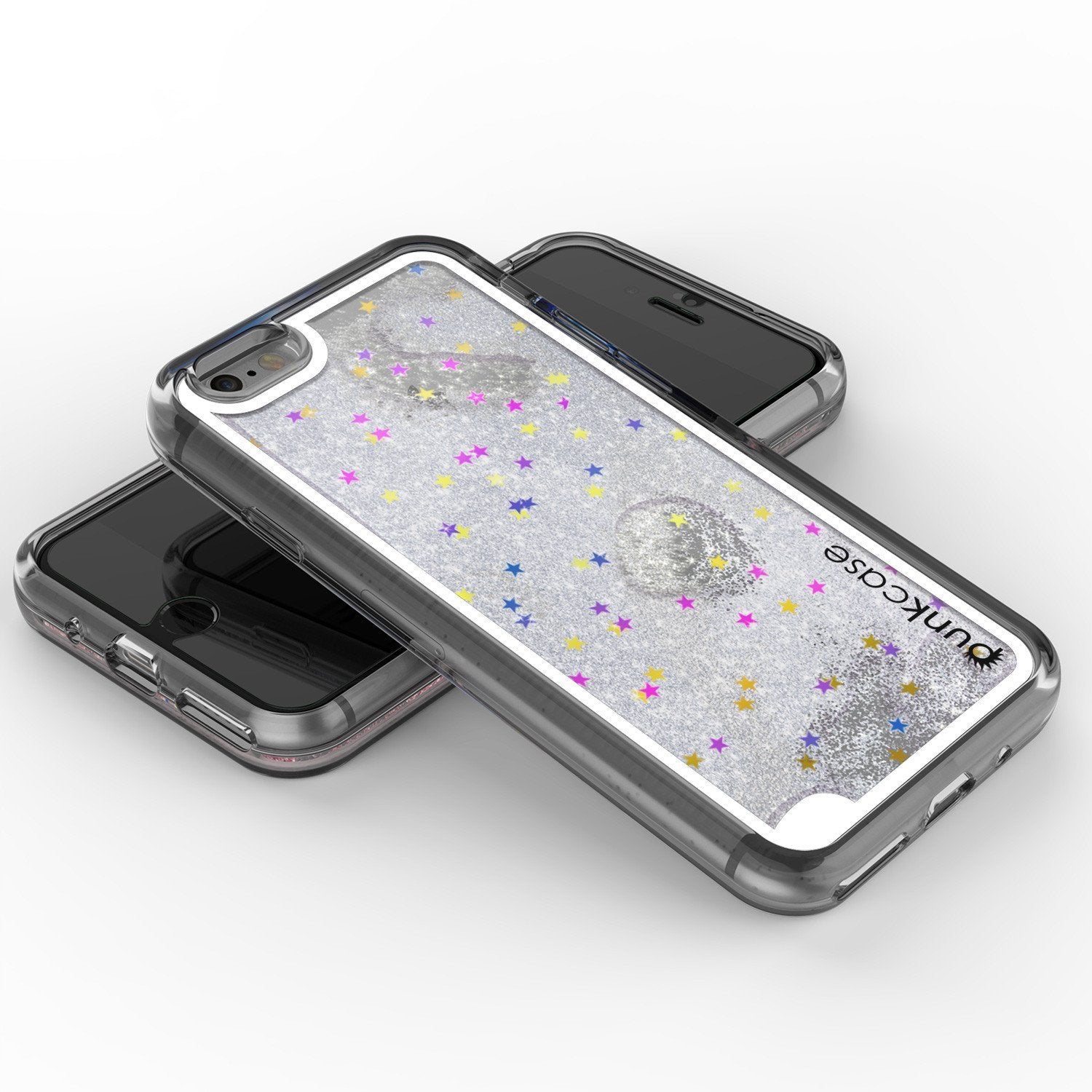 iPhone 8 Case, PunkCase LIQUID Silver Series, Protective Dual Layer Floating Glitter Cover