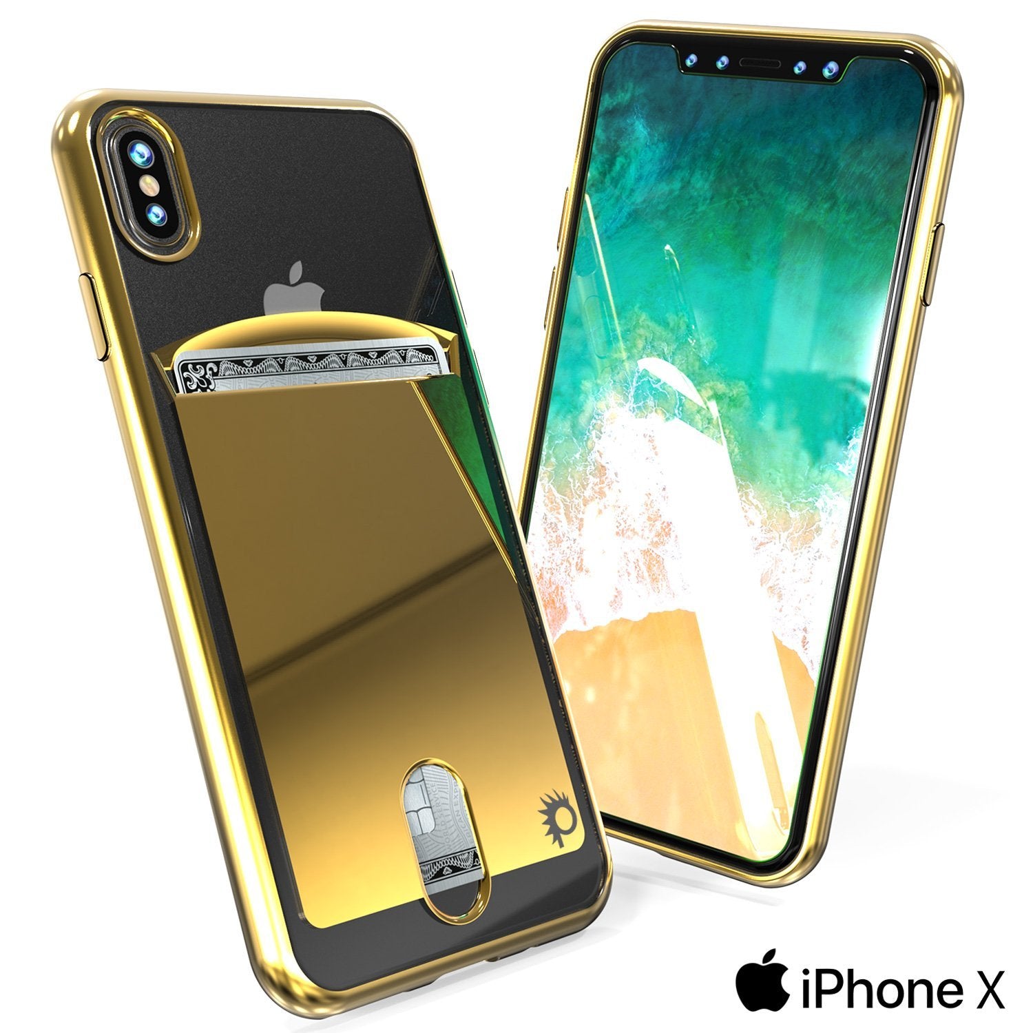 iPhone X Case, PUNKcase [LUCID Series] Slim Fit Protective Dual Layer Armor Cover W/ Scratch Resistant PUNKSHIELD Screen Protector [GOLD]