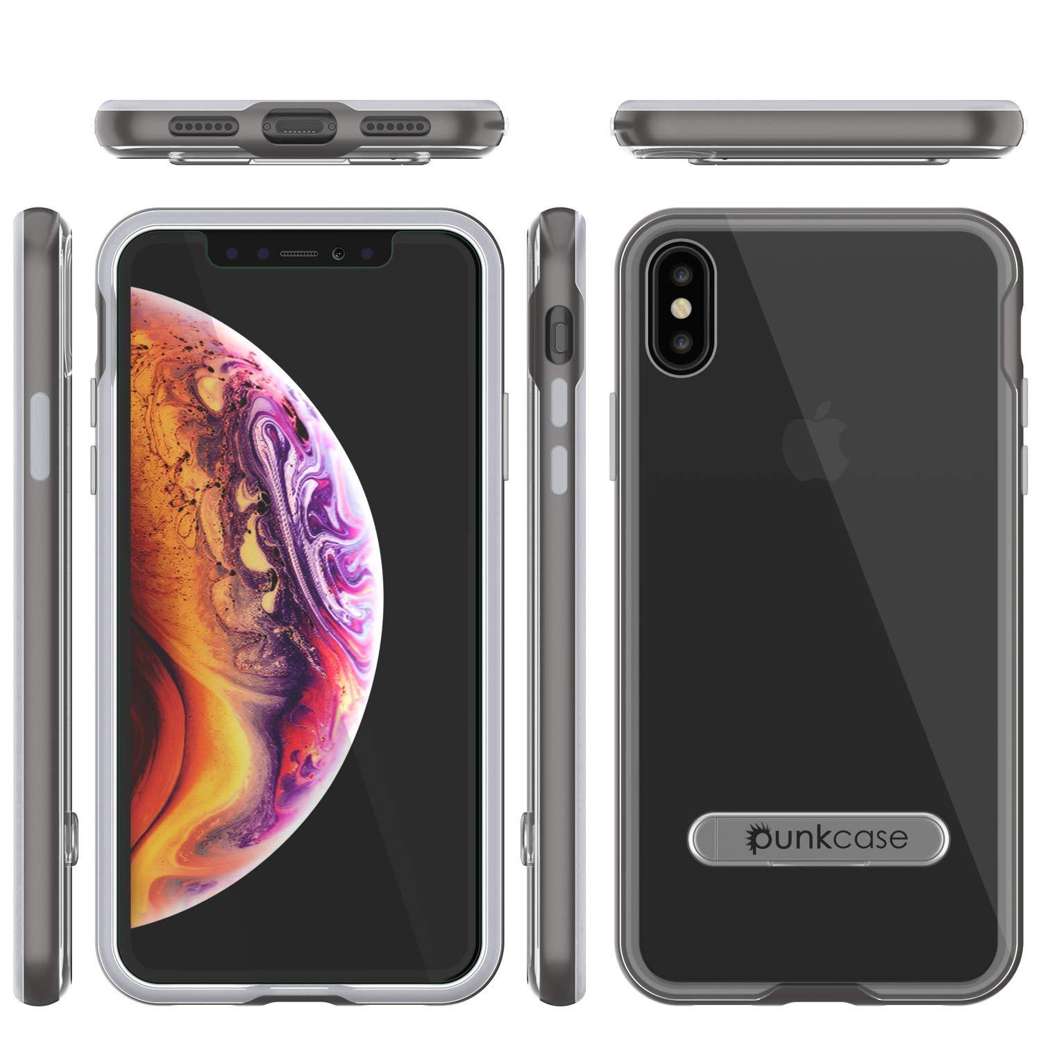 iPhone XS Max Case, PUNKcase [LUCID 3.0 Series] [Slim Fit] Armor Cover w/ Integrated Screen Protector [Grey]